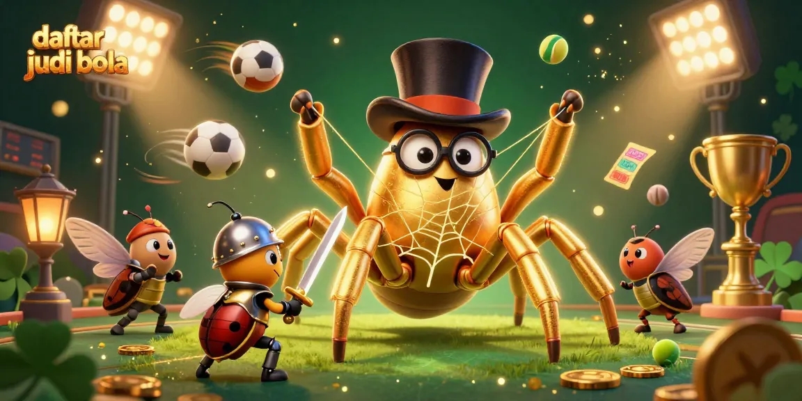 Engage in daftar judi bola with vibrant 3D illustration highlighting dynamic sports elements, betting slips, and rich casino visuals.