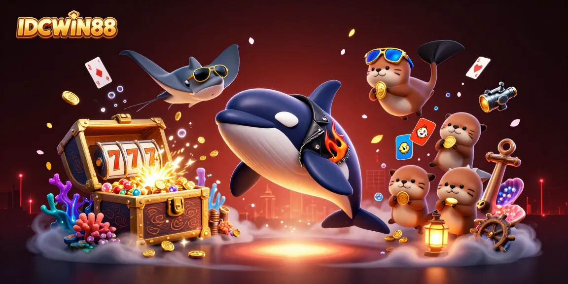 Experience thrilling slot games with IDCWIN88 featuring vibrant underwater scenes and dynamic characters.