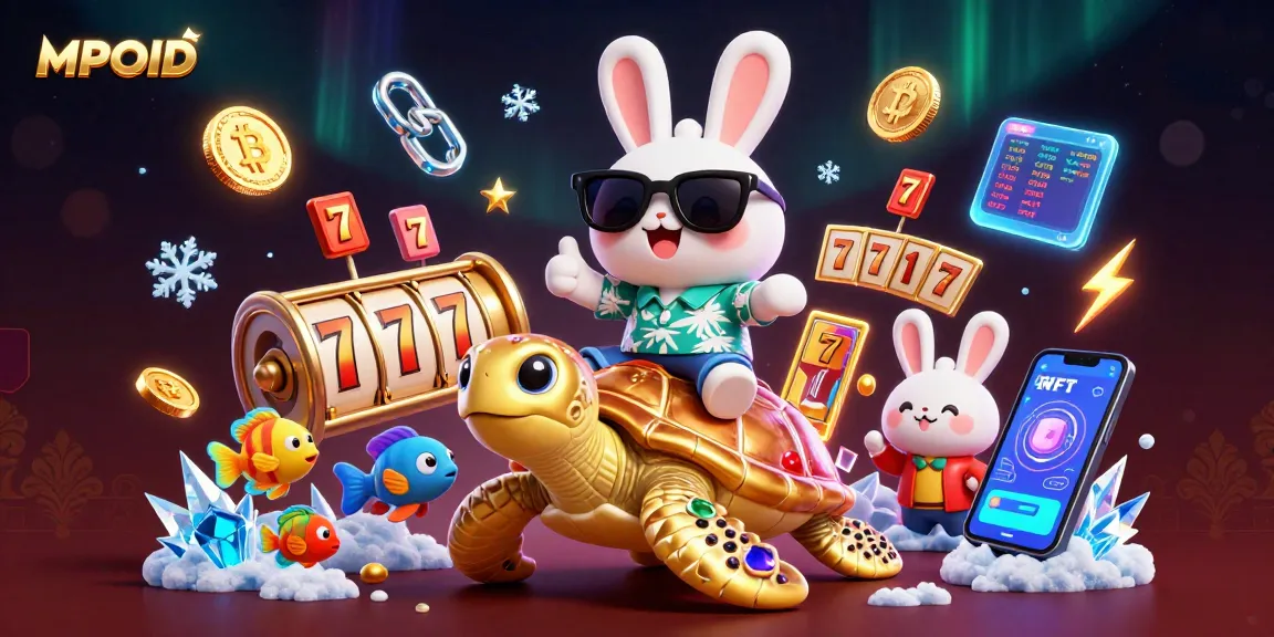 MPOID showcases a vibrant slot scene with a lucky rabbit and golden sea turtle, epitomizing winning energy.
