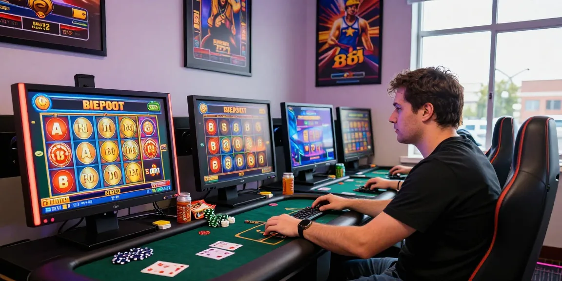 Pengguna bermain slot88 di platform kasino digital dengan suasana menyenangkan dan fokus.