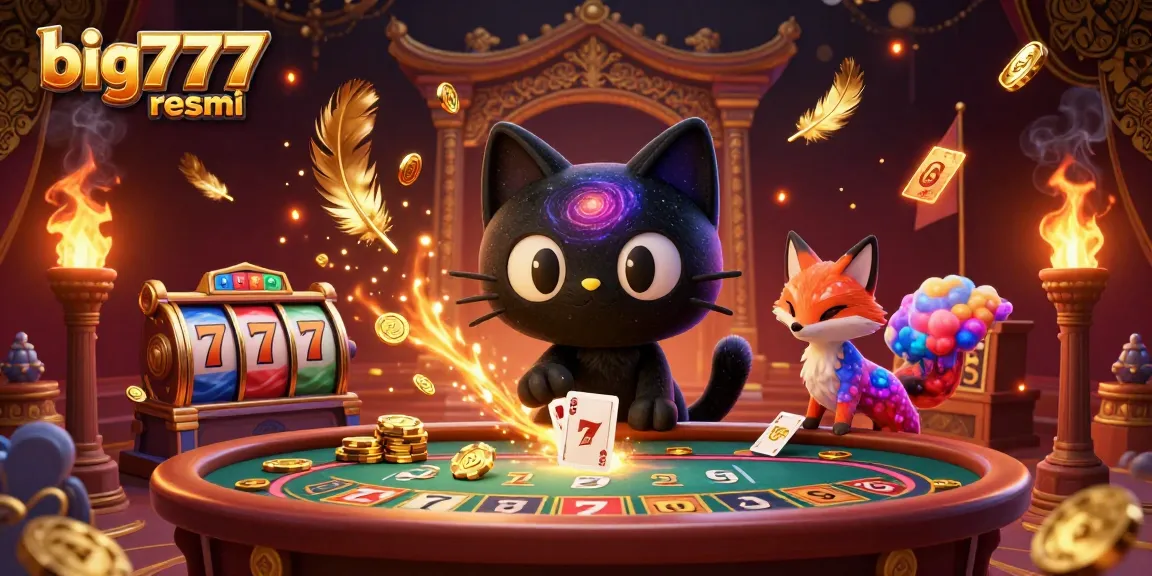 Experience big777 resmi's cosmic gaming charm as the black hole cat attracts golden chips at a cosmic casino.