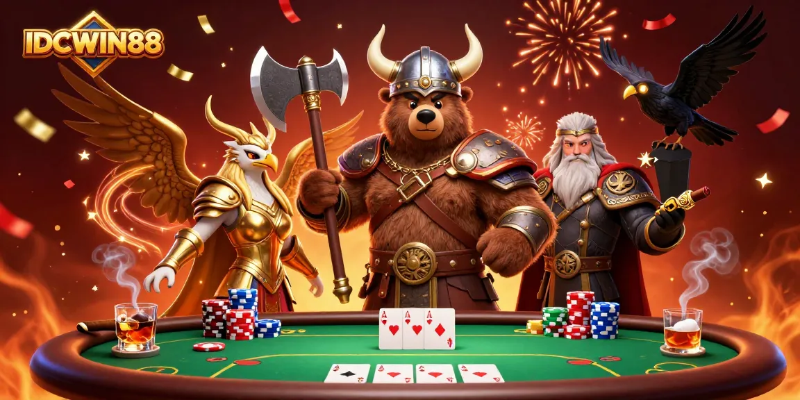 Experience thrilling gameplay with IDCWIN88 at a vibrant casino scene filled with poker action.