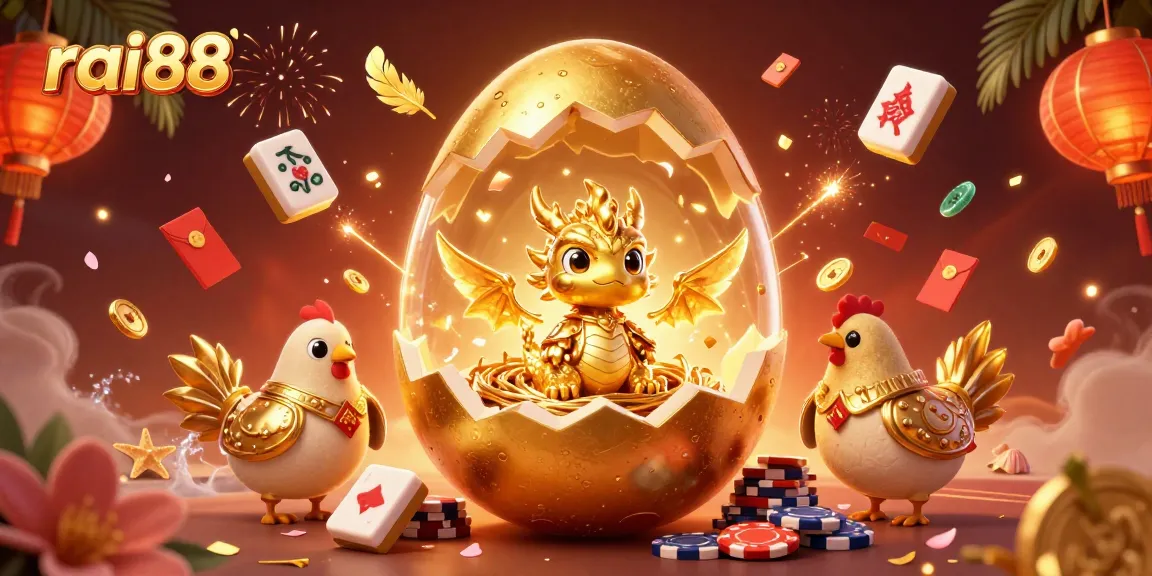 Experience thrilling wins with rai88 in this vibrant golden dragon and poker chip scene.