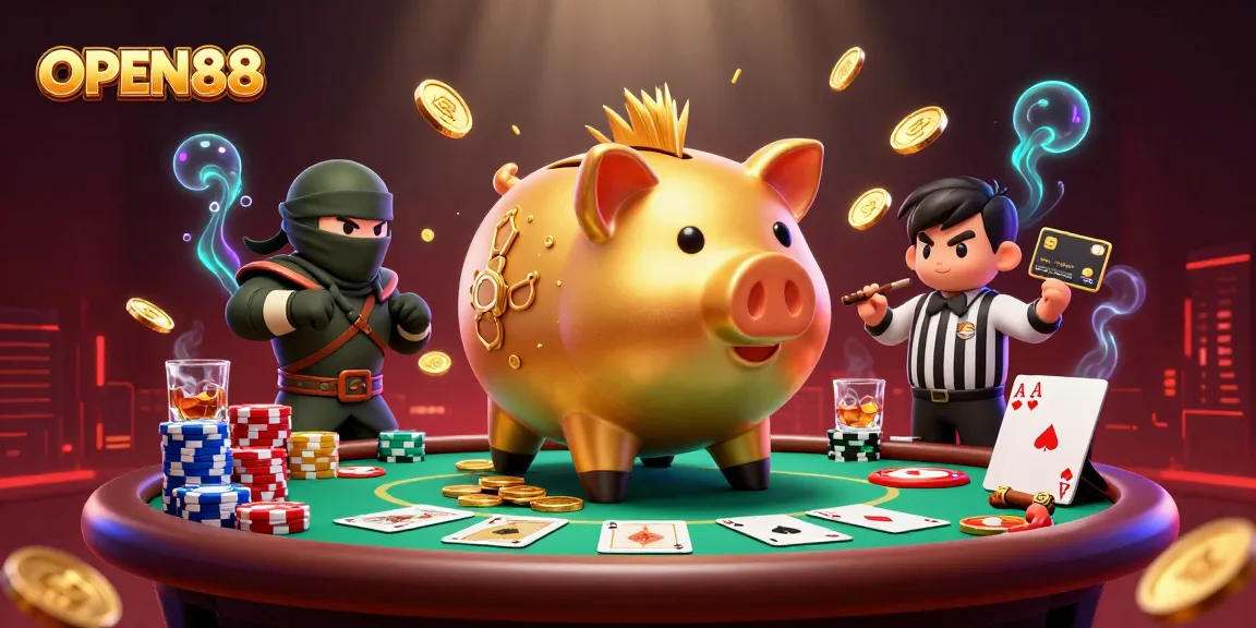 Experience thrilling gameplay with OPEN88 featuring vibrant casino characters and rich gambling elements.