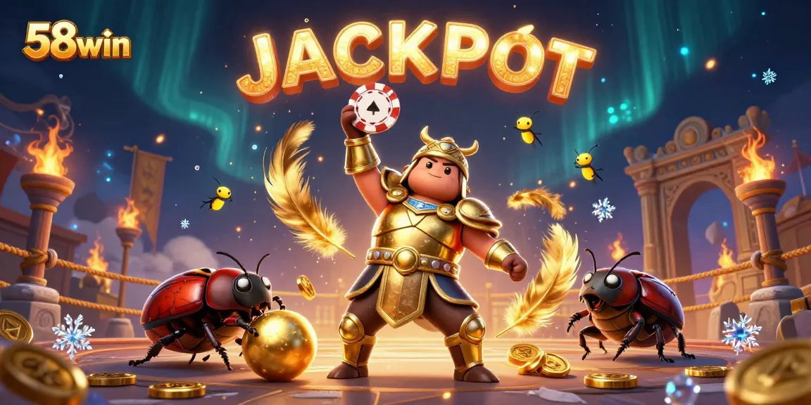 Experience the excitement of 58win with cartoon characters celebrating a jackpot in a vibrant casino atmosphere.
