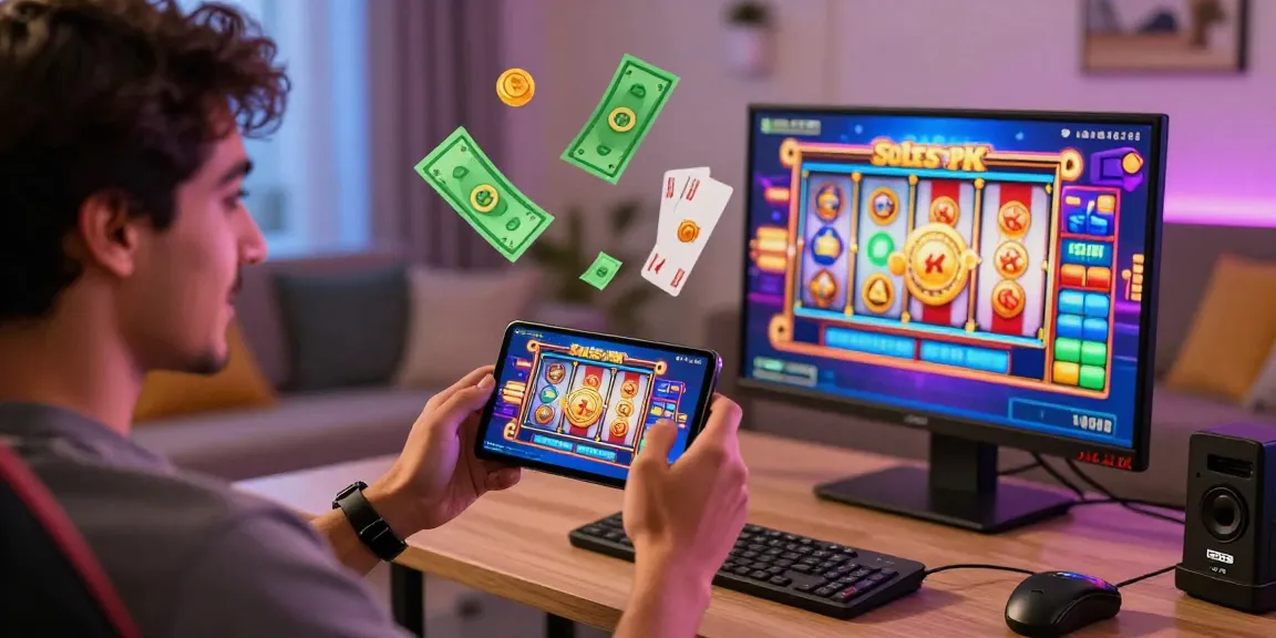 Engaging player exploring the Slots PK app link for rewarding gaming experience.