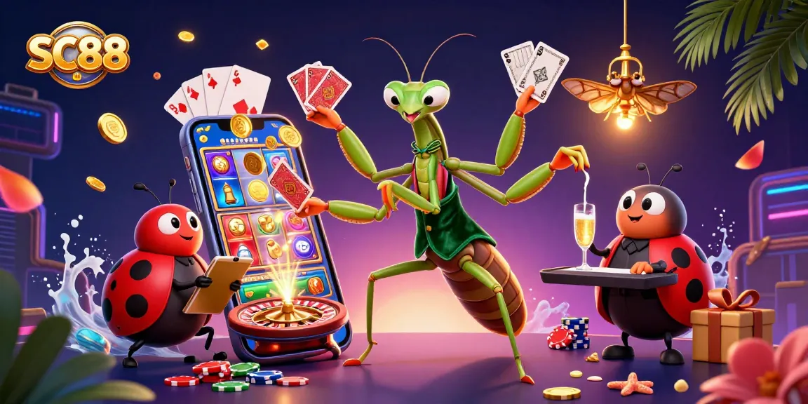 Experience dynamic gaming action with SC88, featuring vibrant casino elements and engaging characters.