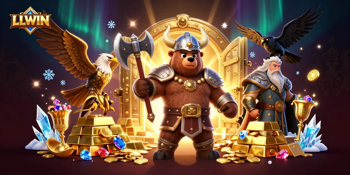 Experience thrilling gaming action at LLWIN with a Viking, Valkyrie, and treasures bursting in 3D