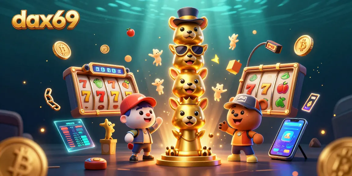 Menaikkan taruhan di dax69, simbol slot dan totem emas menari di dunia kasino digital.