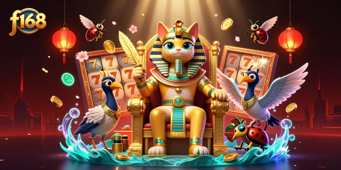 Experience the excitement at f168 with a vibrant 3D casino scene featuring unique game elements.