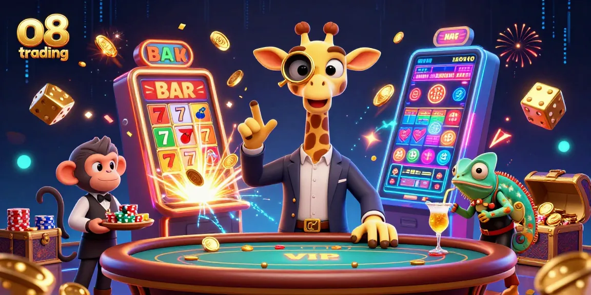 Experience thrilling o8 trading with a high-roller giraffe at a vibrant casino scene.