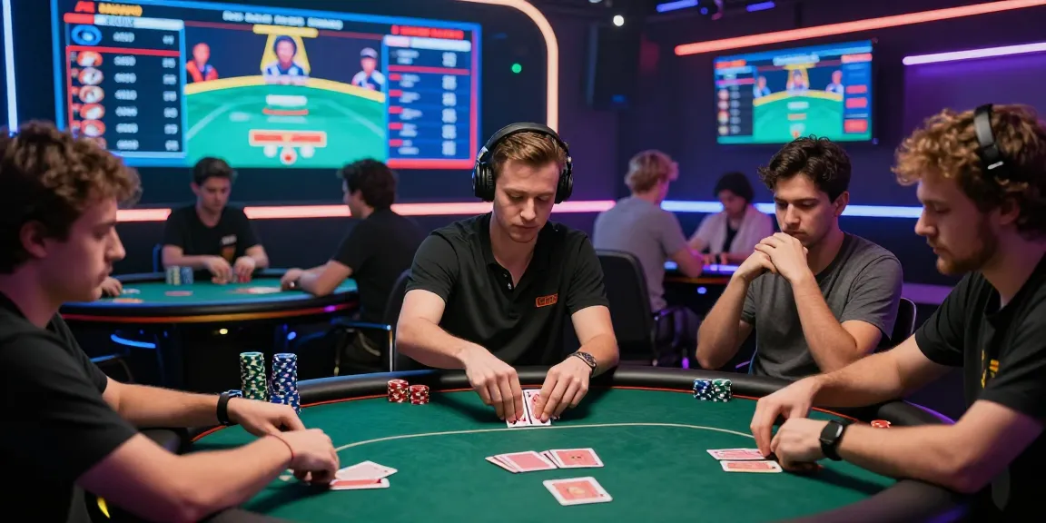 Diverse players in a thrilling poker tournament scene, engaging in Daftar Nagapoker with dynamic lighting and high-tech elements.