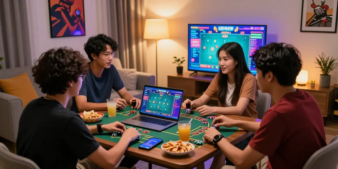 Exciting online gaming experience featuring fun88thaimeth with friends enjoying baccarat in a cozy living room.