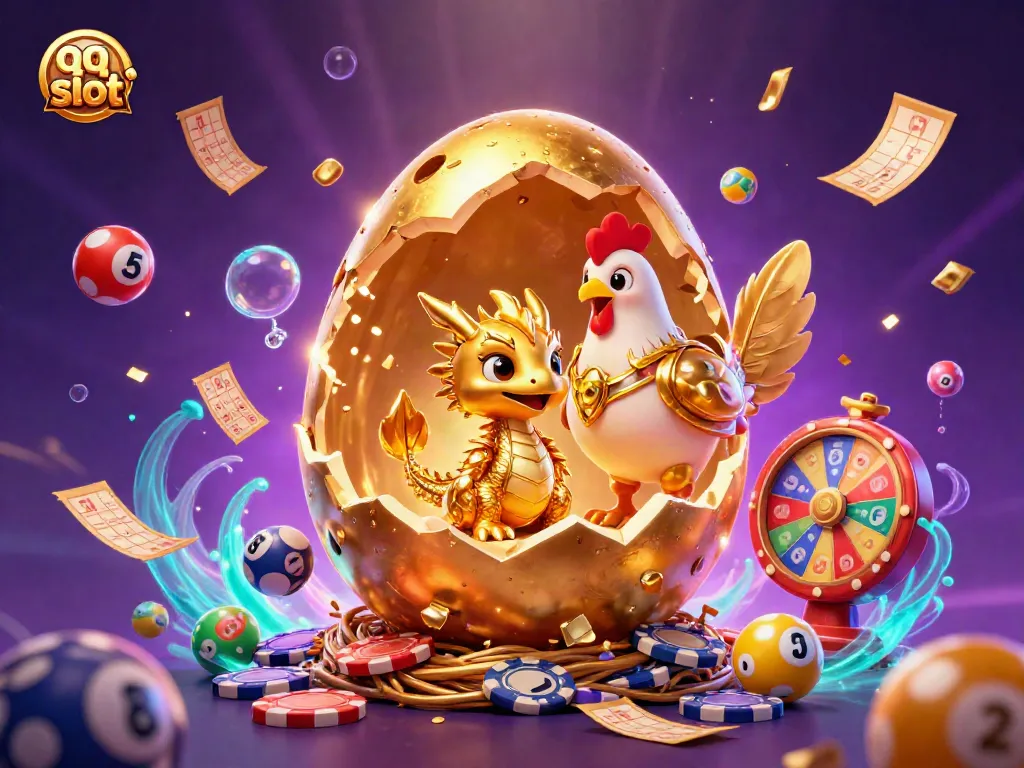 Experience the thrilling qq slot world with a golden dragon and poker chips in a vibrant casino scene.