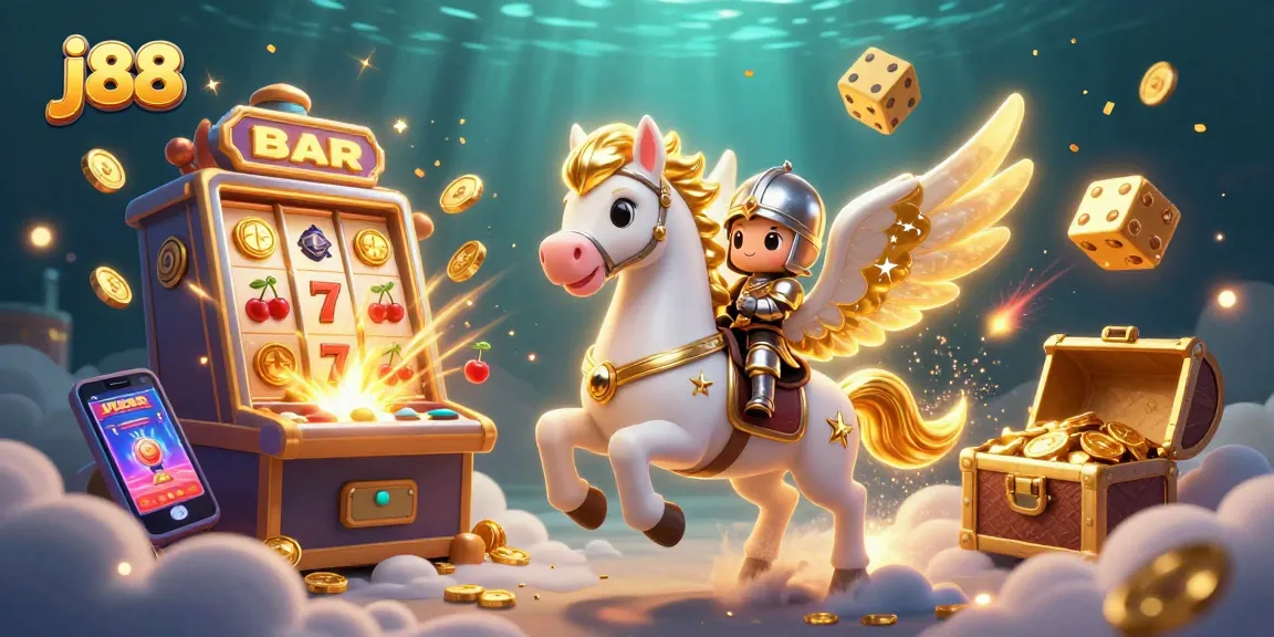 Experience the thrill of j88 with this dynamic slot machine scene featuring vibrant casino elements and characters.