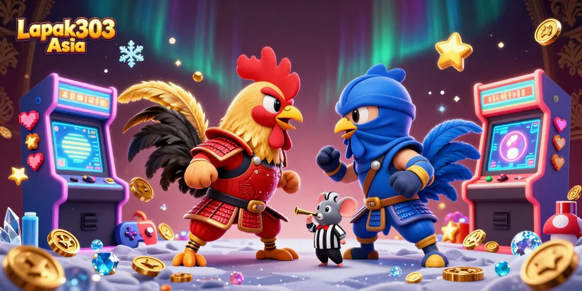 Experience thrilling cockfighting action at Lapak303 Asia with a dynamic showdown of armored roosters.