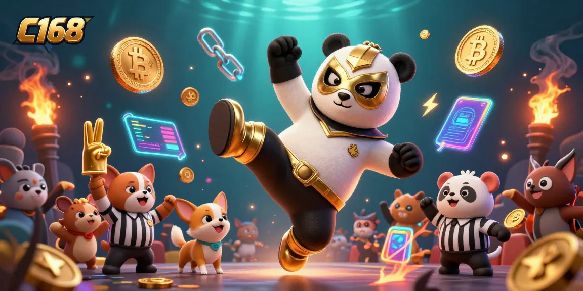 Experience exhilarating action at C168 with a dynamic scene featuring a wrestling panda, counting chihuahua, and excited animal spectators.