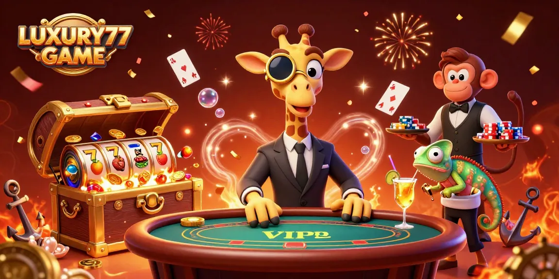 Experience thrilling excitement with the LUXURY77 GAME featuring vibrant characters and dynamic casino elements.