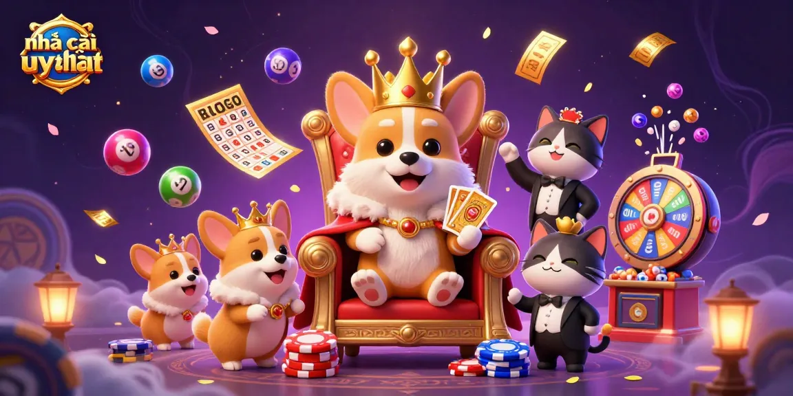 Experience fun at nhà cái uy tín with engaging characters in a colorful 3D casino scene.
