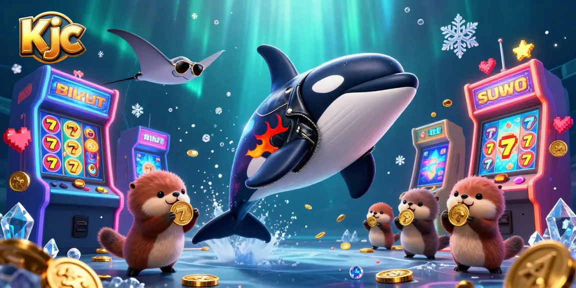 Experience Kjc com with fun 3D casino action featuring an orca whale and sea otters.
