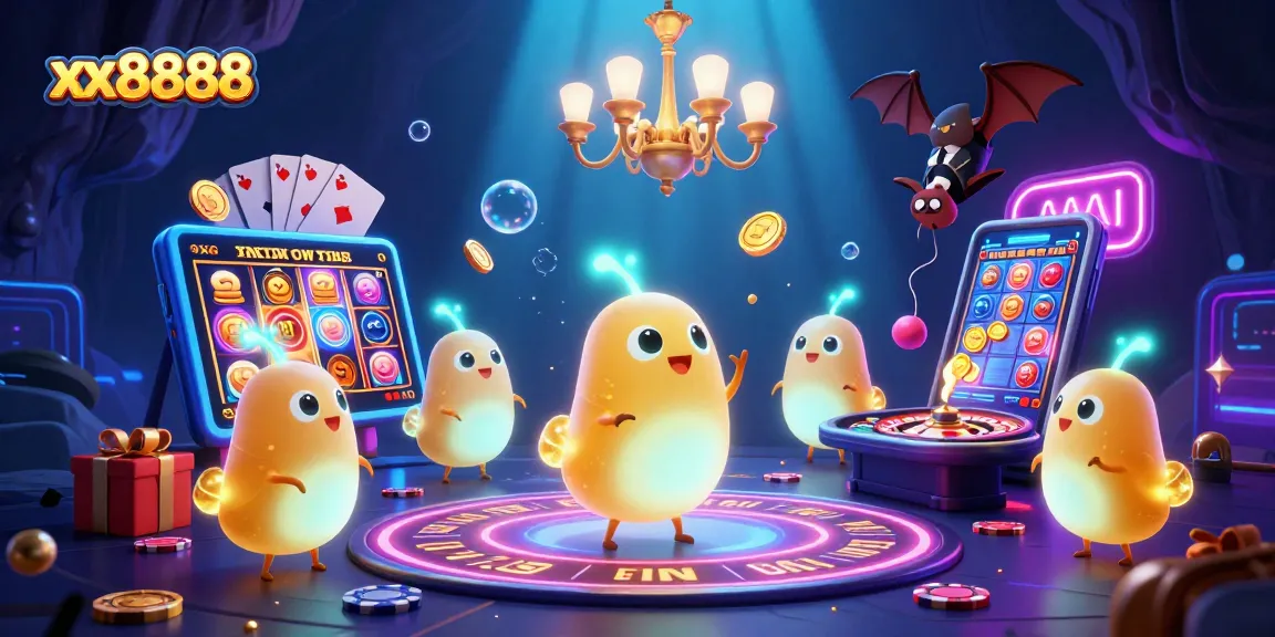 Engage with xx8888's vibrant cave casino scene featuring illuminated glowworms, a bat dealer, and exciting game elements.
