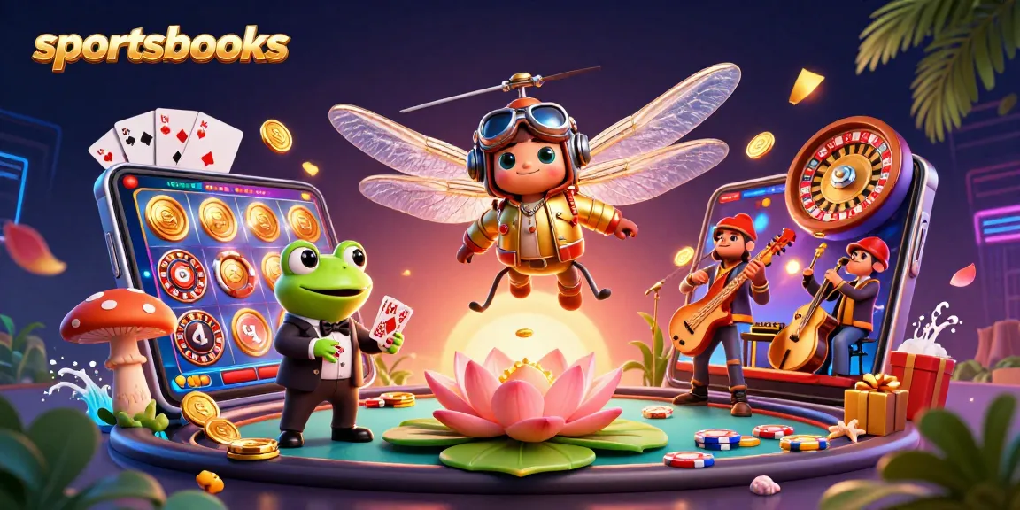 Experience vibrant sportsbooks action in an ultra-detailed scene with fun characters and dynamic gambling elements.