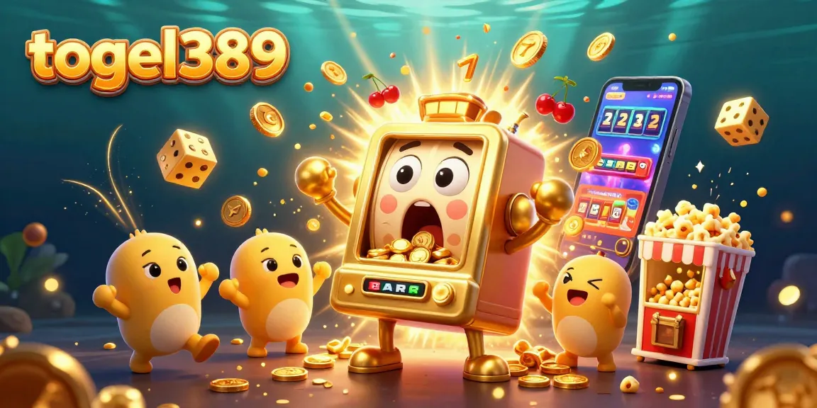 togel389 exciting jackpot scene with golden slot machines celebrating big wins in a vibrant casino atmosphere.