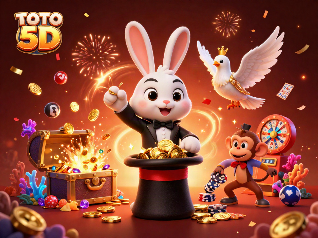 Engage in TOTO 5D lottery excitement with the magician and whimsical characters!