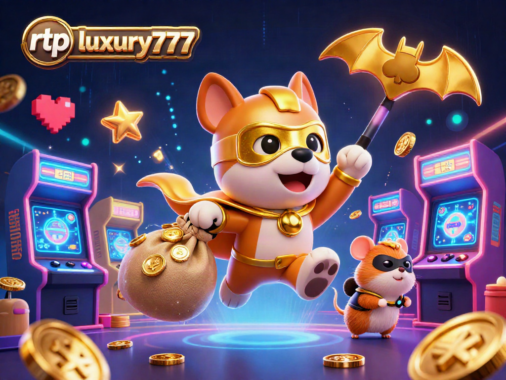 Jelajahi dunia rtp luxury777 dengan gambar dinamis superhero anjing dan koin emas dalam kasino