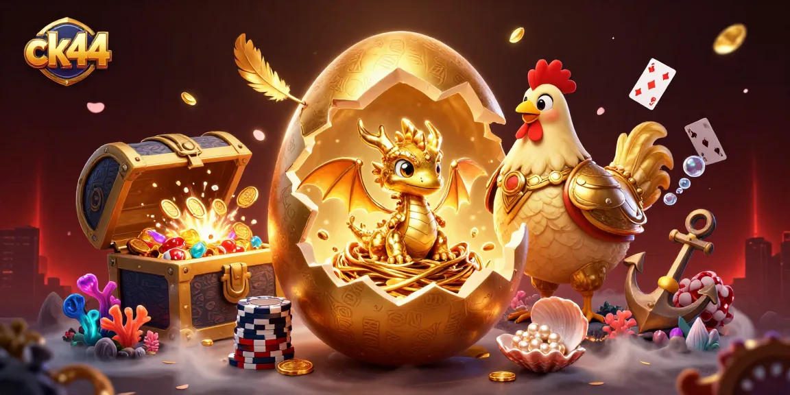 Experience thrilling gaming moments with ck44's vibrant casino illustration featuring a golden dragon and poker chips.