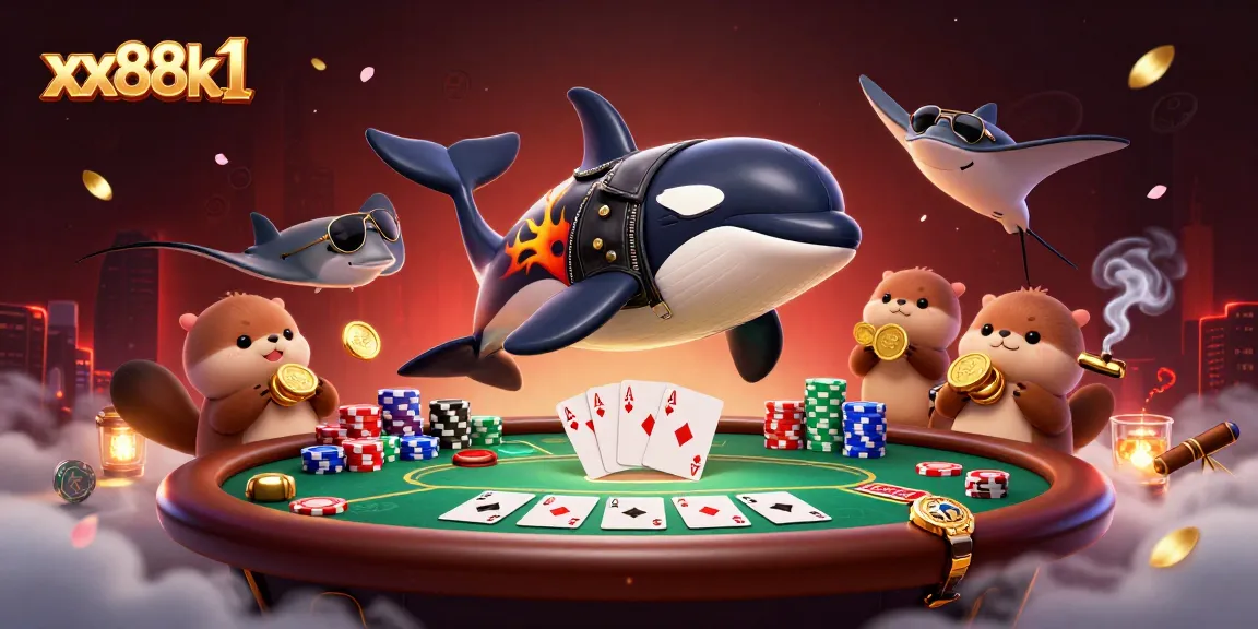 Experience the excitement of xx88k1 with playful characters and thrilling poker action featuring vibrant visuals.