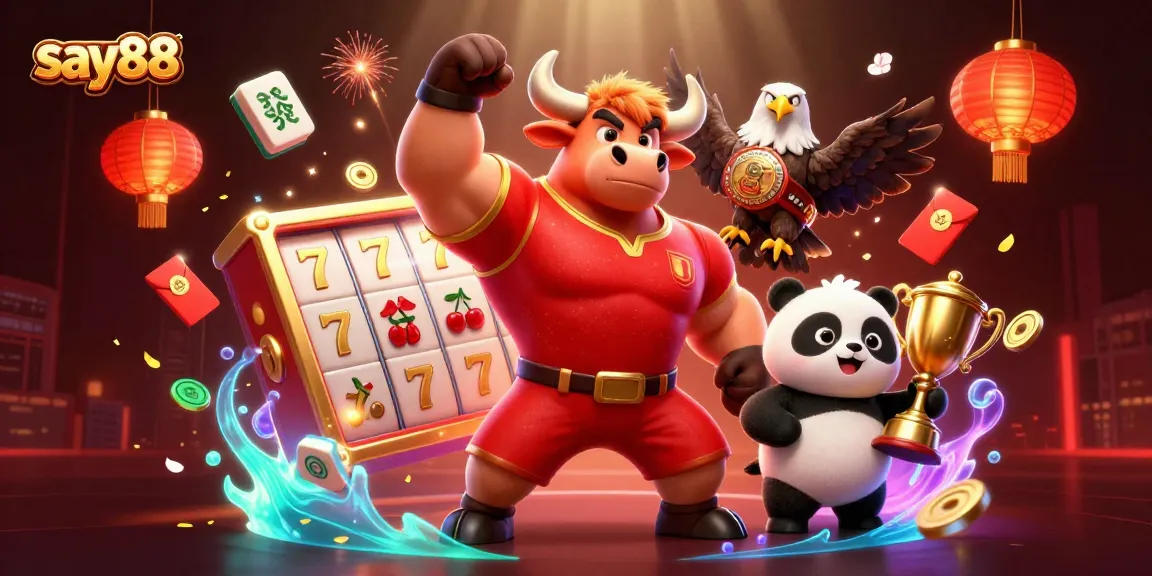 Engage in thrilling gaming adventures at say88 with a vibrant 3D casino celebration scene featuring dynamic characters and elements.