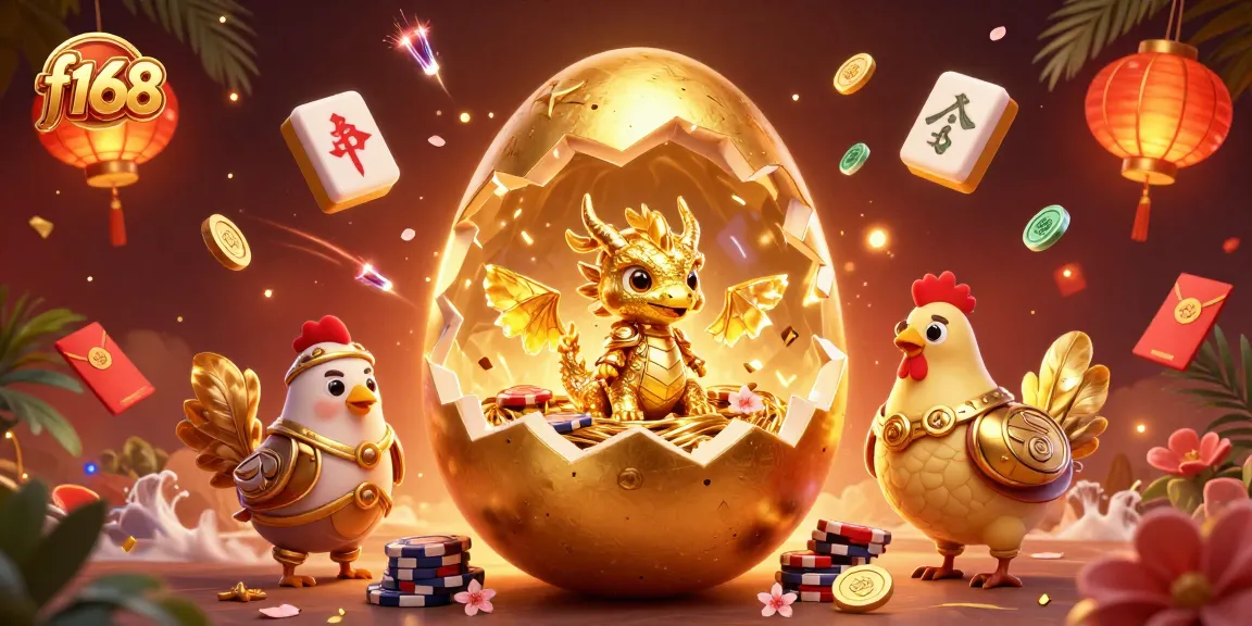 Experience the thrill of f168 with a golden dragon in a vibrant casino illustration.