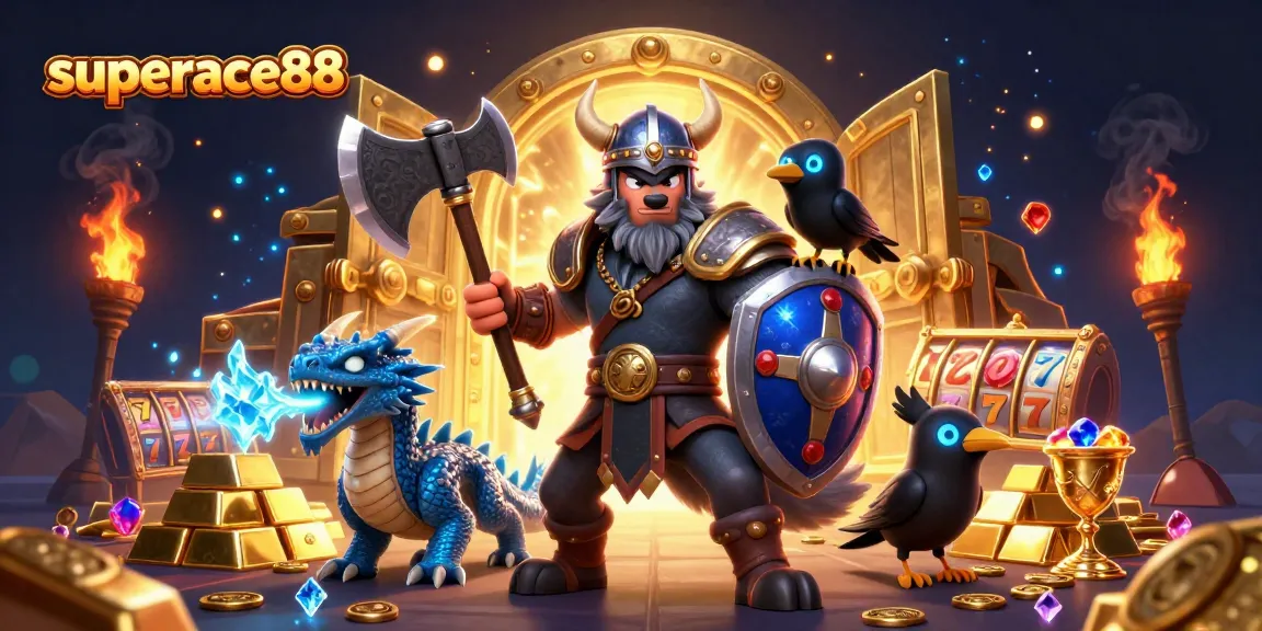 Engage with superace88 by exploring an epic 3D casino adventure filled with treasures, slot reels, and vibrant characters.