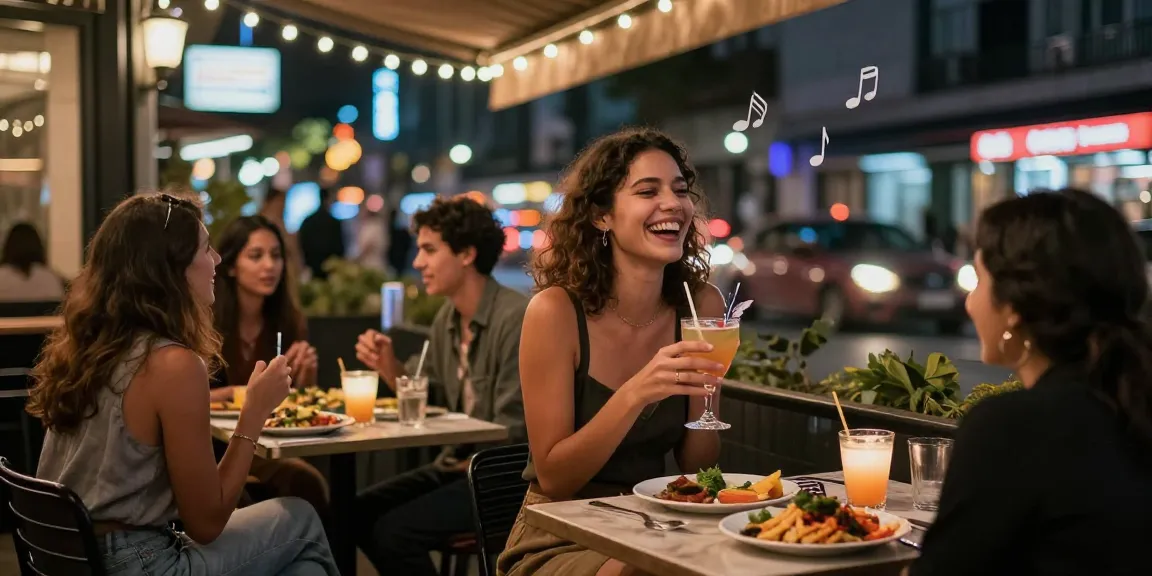 Hình ảnh gái gọi tại quán cafe sôi động, thể hiện không khí đêm nhộn nhịp.