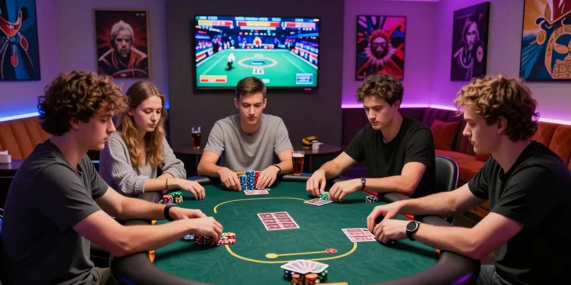 Agen Poker Online players enjoying a vibrant poker game in a stylish lounge with engaging atmosphere and colorful chips.
