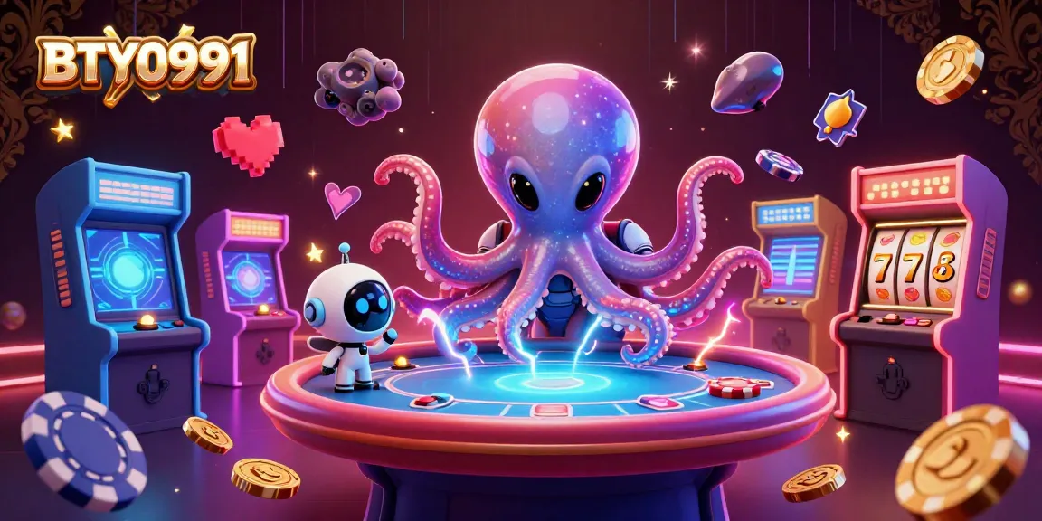 Play poker with BTY0991's exciting alien octopus and dynamic gambling elements!