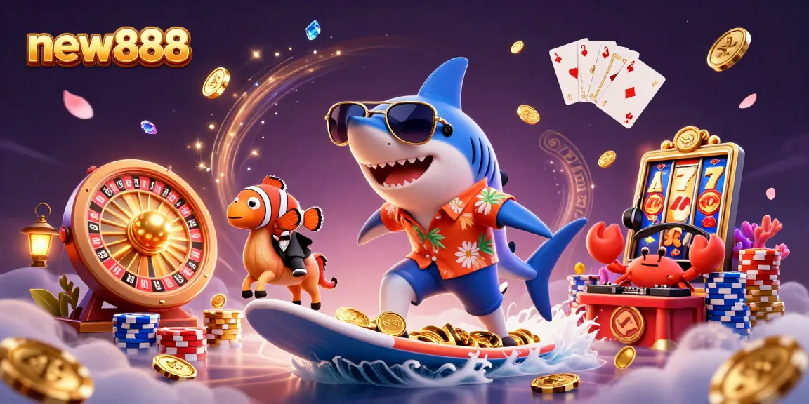 Experience thrilling gameplay at new888 with dynamic casino elements illustrated in vibrant detail.