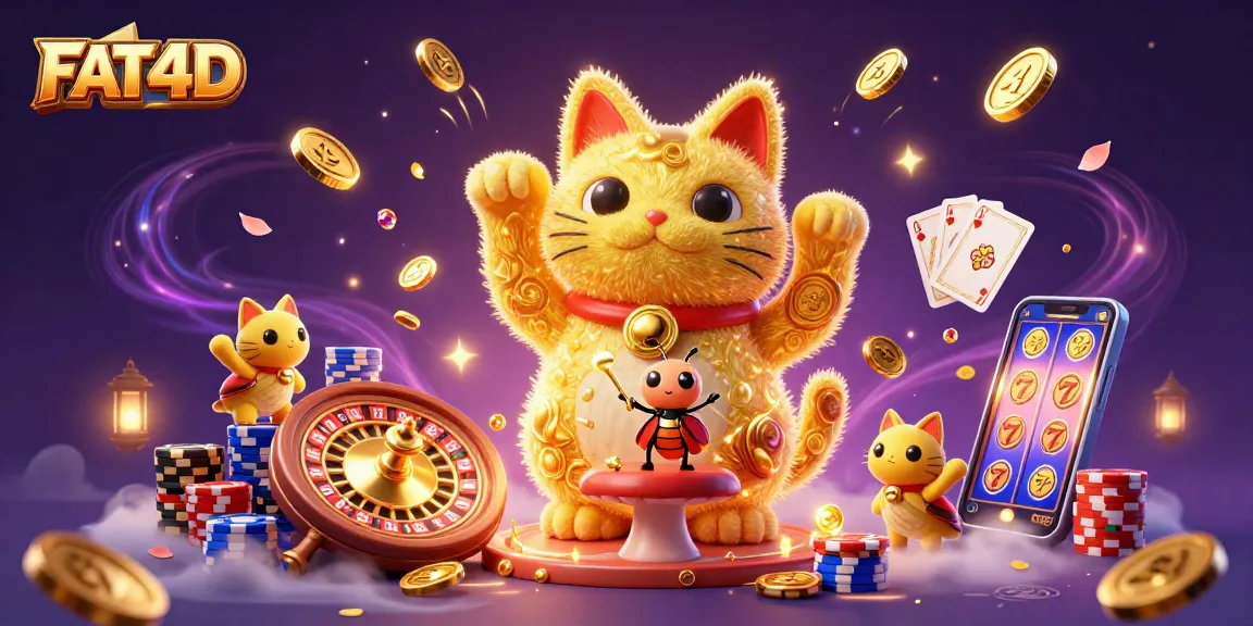 Experience the magic of FAT4D with captivating casino symbols and golden visuals.