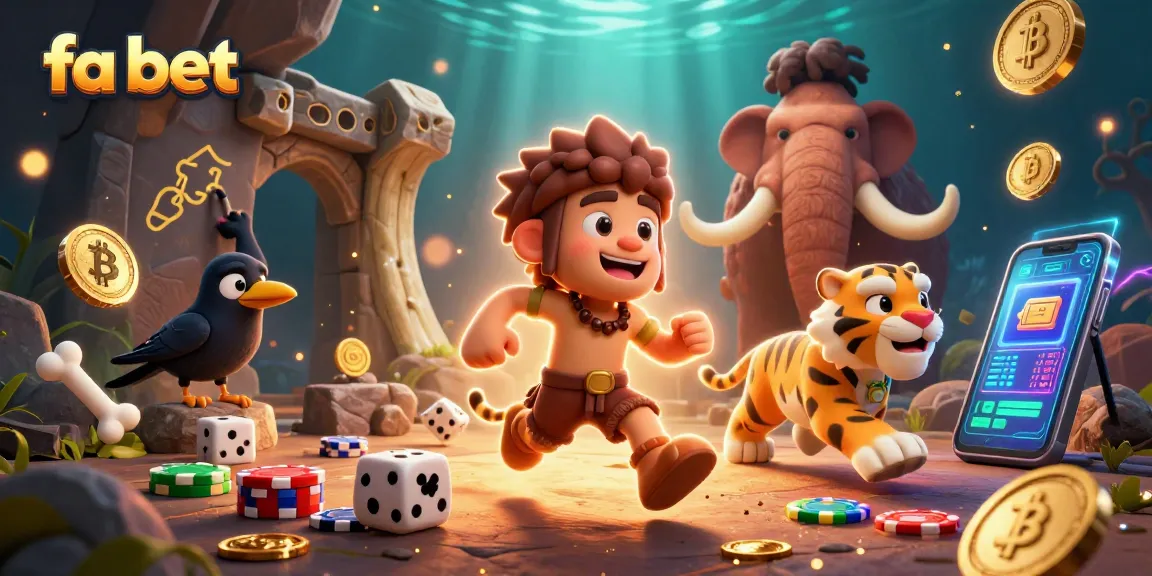 Experience fa bet with a prehistoric casino adventure featuring cavemen, dice, and crypto elements.