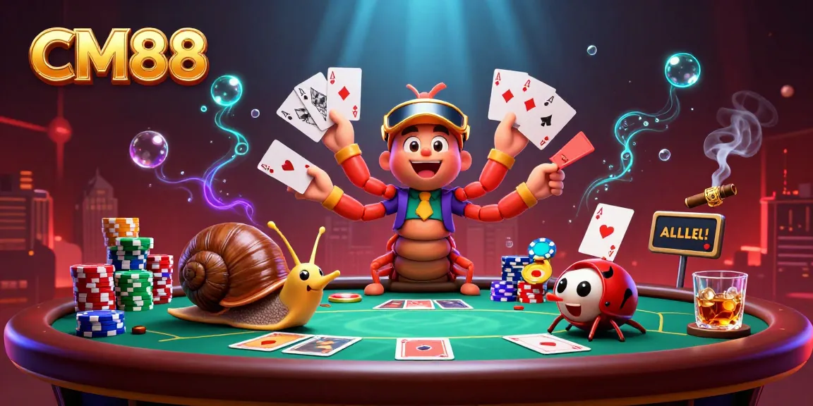 CM88 casino scene with a millipede dealer, chip stacks, and dynamic gaming elements.