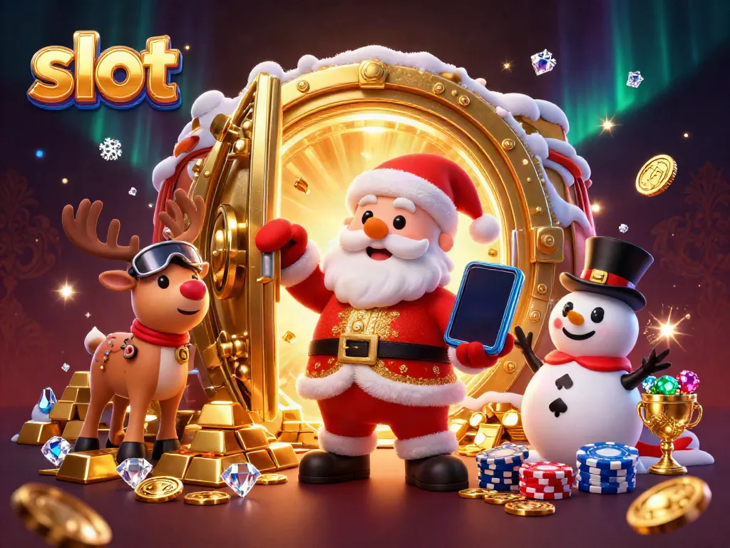 Momen seru bermain slot bersama Santa, rusa, dan pria salju di dunia kasino penuh harta.
