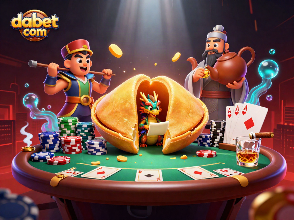 Engage with dabet com's thrilling casino experience featuring a dynamic poker scene with whimsical characters.