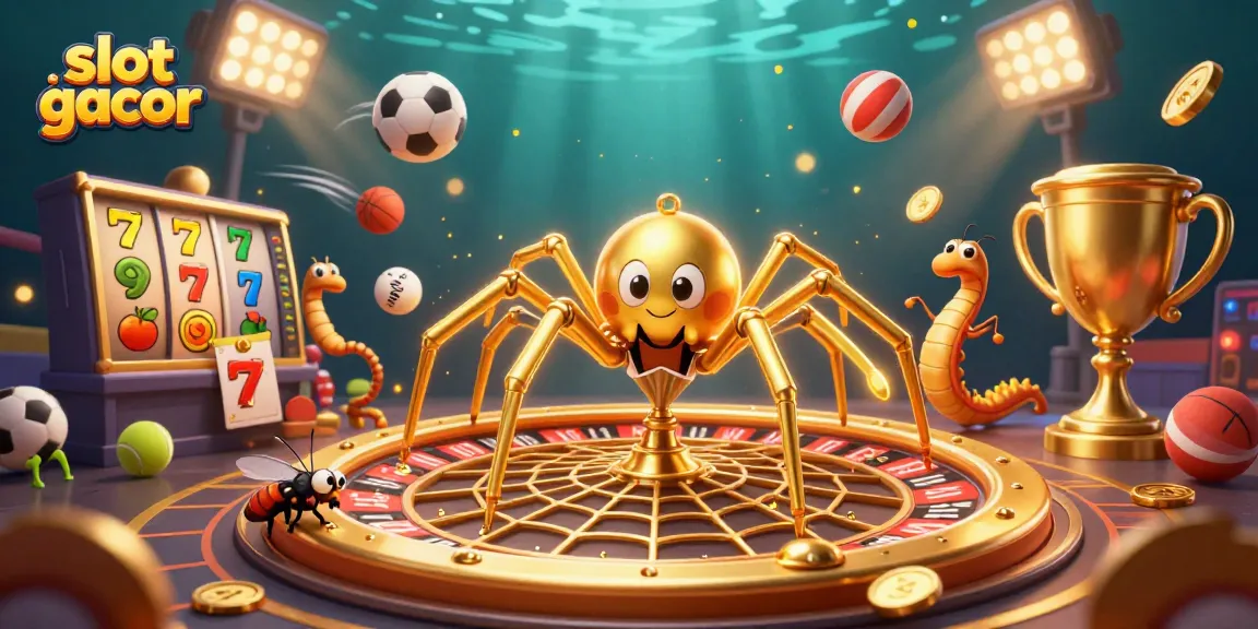Experience slot gacor action as animated characters spin the roulette wheel of fortune in this vibrant illustration.